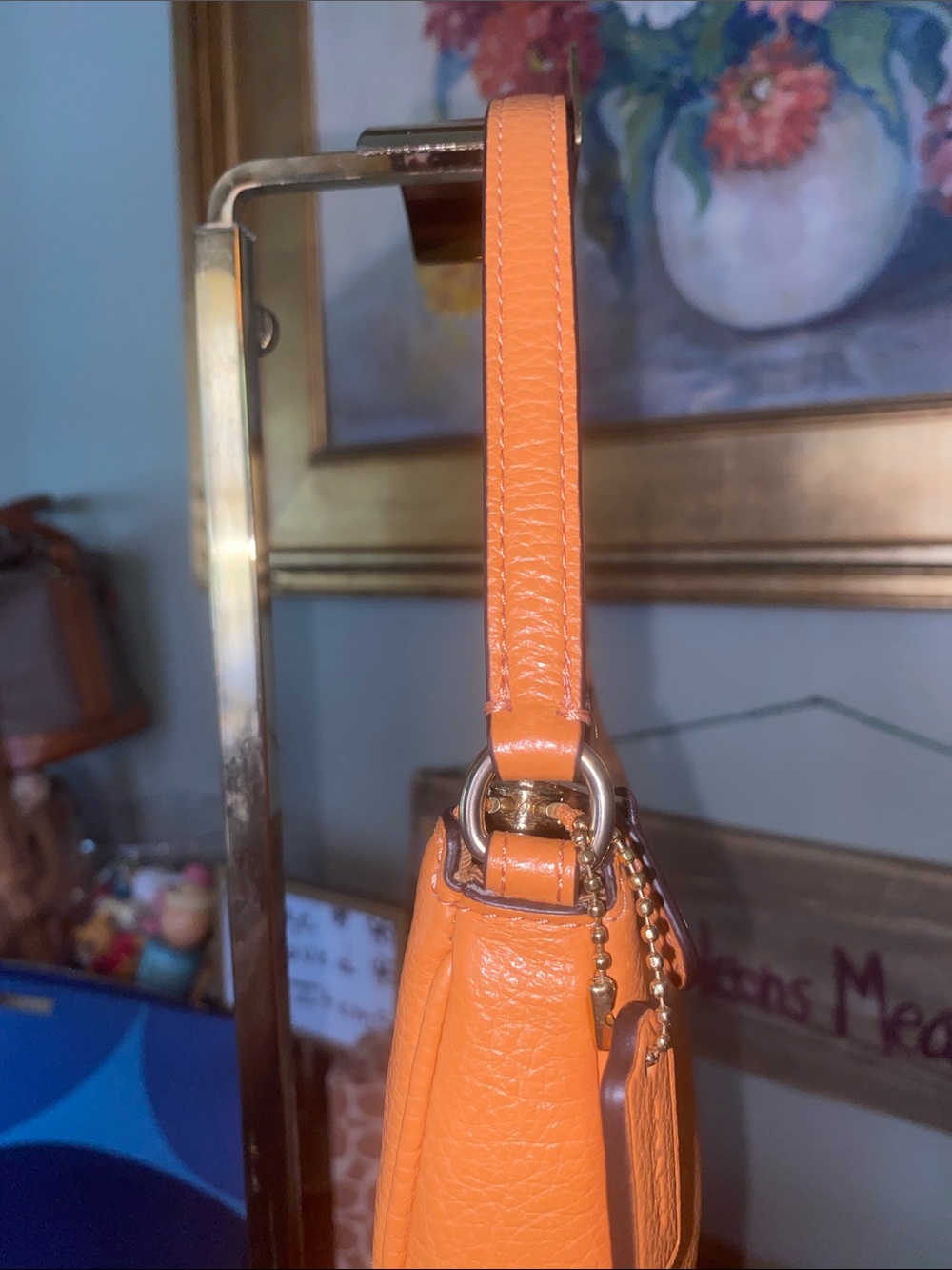 Coach Nolita Pebbled Leather Zip Mini Purse Wristlet Orange #6386 - Picture 4 of 11